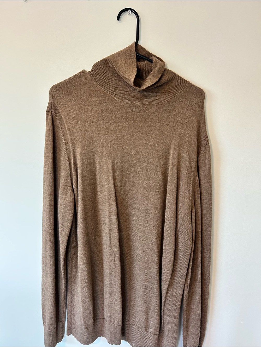 Merino Wool Express Men's Taupe Turtleneck Sweater